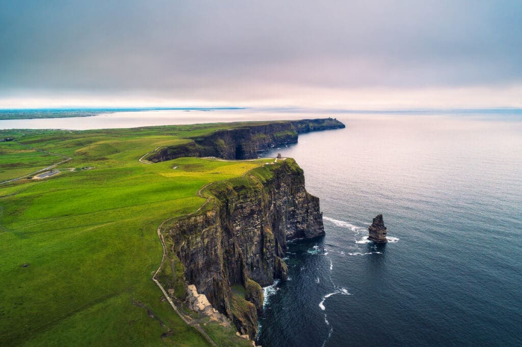 - Aerial view of the scenic Cliffs of Moher in Ireland